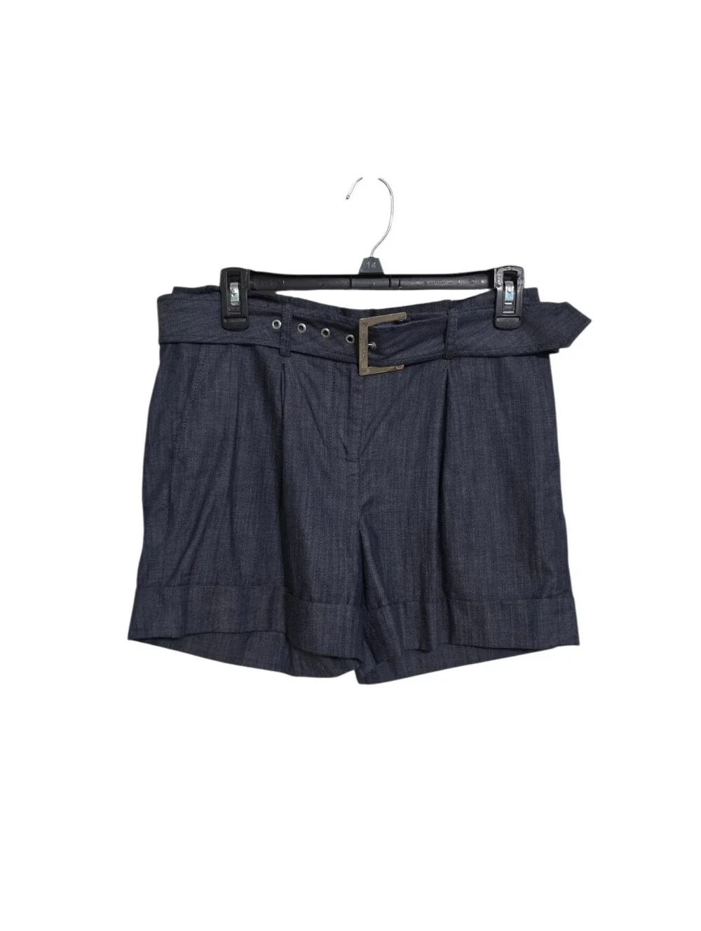 Tory Burch Blue Chambray Shorts 4 Cuffed Belted Pleated Old Money Capsule